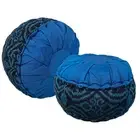 Yoga Meditation Throw Pillow Cushion Zafu Floor Hand loomed teal Ikat kapok fill