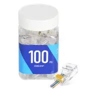 ENS Cat6 RJ45 Pass Through Connector, Modular Plugs End for CAT6 Cable, 100 PCs