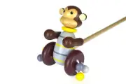 Kaper Kidz Wooden Push Along Monkey Toy | Fun Push Toy for Kids