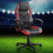Artiss Gaming Chair, Ergonomic Office Racing Chairs Height Adjustable Leather Computer Desk Seat with Lumbar Support Footrest and Recline, High Back and 360°Swivel Seating Red for Executive Home