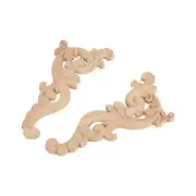 2pcs Wood Corner Onlay Unpainted Applique Frame Door Decors Decal 15*8*03690