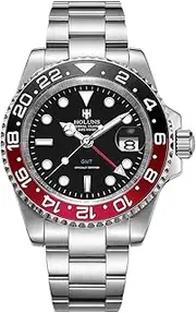 [LOREO] Luxury Men's GMT Automatic Watch Sapphire Waterproof Stainless Steel Luminous Business Watch