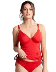 Panache Anya Riva Bra Sized Underwired Tankini Top, Fiery Red, 36F