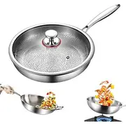 Titanium Hammered Pan Pro With Lid Multifunctional Ultra-Durable Scratch-Resistant Non Stick Frying Pans for Kitchen Cooking