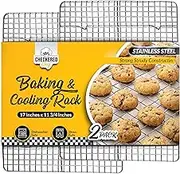 Checkered Chef Cooling Rack - Set of 2 Stainless Steel, Oven Safe Grid Wire Racks for Cooking & Baking - 11 ¾" x 17"