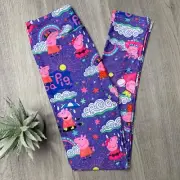 Peppa Pig Print Kids Leggings - Sunshine Rain Clouds Stars