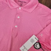NWT Kenneth Cole Men's Golf Polo Flower Floral Geometric Pink Stretch UV Small