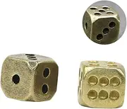 SOPOTUTU 2Pcs Solid Brass Dice Pure Copper Bar Playing Game Tool Stylish Design for Game Nights Random Style