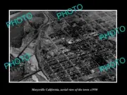 OLD LARGE HISTORIC PHOTO MARYSVILLE CALIFORNIA AERIAL VIEW OF THE TOWN c1950