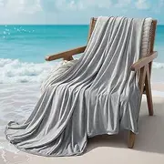 Sleep Zone Nanotex Cooling Blanket for Hot Sleepers, Double-Sided Cold Blanket, Summer Blanket Queen Size, Ultra-Cool Lightweight Breathable Blanket for Bed (Grey, 90''x90'')