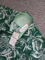 Tommy Bahama Aqua Lush Green Shirt XXL Hawaiian Stretch Floral Size 2XL $138