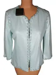 NWT ST. JOHN Knits Mint Sequined Paillette Milano knit Jacket Blazer sz 8 $1795
