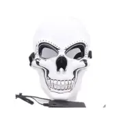 LED Halloween Scary Glow Skeleton Mask Cosplay Party Costume Supplies Ice blue