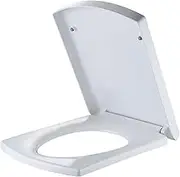 Square Toilet Seat With Soft Close and Quick Release Hinges, Top Fixed Cover Bathroom Lid, White (37X47CM/14.56X18.50IN)