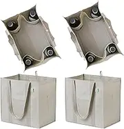 VENO 4 Pack Reusable Grocery Shopping Bag w/bottle holder, Hard bottom, Foldable, Multipurpose Heavy Duty Tote, Daily Utility bag, Stands