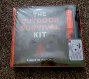 The Outdoor Survival Kit (Book, Firestarter, Mirror With Rope, Whistle, Compass.