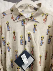 Emanuel Berg Modern Fit Pablo Stretch S/S Bird Print Jersey Shirt XXL NEW $238