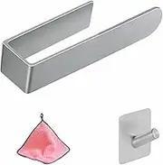 1 Adhesive Towel Holder(Towel Bar,Towel Rail) with Additional 2 Hooks for Bathroom& Toilet& Kitche,Self-Adhesive Mounting Without Drilling Hole (General Silver, A1 Size)