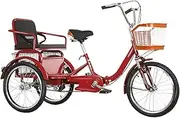 3 Wheels Bicycle for Senior and Adult,Large Rickshaw Tricycle with Pedals,Tandem Trike with Back seat,Cruiser Bike with Dual Brakes,Hydraulic Front Fork