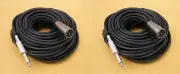2 Lot - 100Ft XLR 3Pin Male to 1/4" Mono Plug Mic Microphone Cord Audio Cable