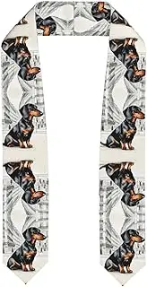 [SKKNT] Parisian Dachshund Print Graduation Shawl Stole For Academic Commencements Honor Sash Congratulations Gift