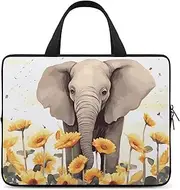 Laptop Case Sleeve Shockproof Computer Carrying Bag Elephant and Sunflower Notebook Case Cover Laptop Bag Water Resistant Computer Cases Tablet Briefcase for Travel Business 12 Inch