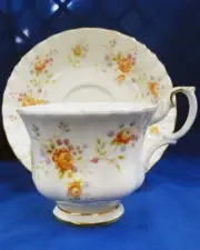 ROYAL ALBERT PEACH ROSE Demi Tasse Cup & Saucer NEW NEVER USED made in England
