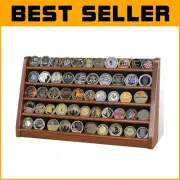 Display Your Challenge Coins with Elegance: 5-Row Holder for 50 Coins in Walnut