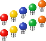 Augro B22 Bayonet Light Bulbs - 10 Pack Festoon LED Bulb 2W (20W Equivalent), Colorful Energy Saving Light Bulb Color