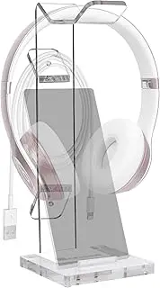 GeekDigg Acrylic Headset Headphone Stand Gaming Headphone Holder Cable Organizer-Transparent