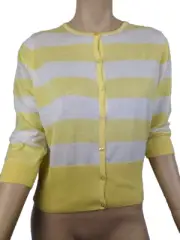 BNWT Womens Sz 14 Target Lemon & White Stripe 3/4 Sleeve Round Neck Cardigan