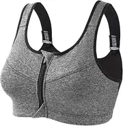 [zoogobee] Sports Bra Post Surgery Bra Zip Front Supportive Bras for Women Sports Bras Women High Impact Sports Bra for Large Breasts