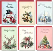 Boxed Christmas Cards Assortment, Elegant Icons (6 Designs, 24 Cards with Envelo