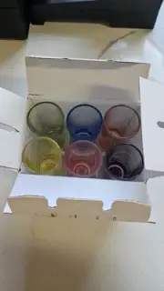 Paradise Shots Circleware, 6 Different Color Shot Glasses, 1.2 Oz, New In Box.