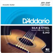 Daddario EJ40 Light Silk & Steel Folk Guitar Strings .011-.047, New!