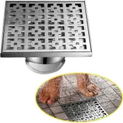 Outdoor Floor Drain, Floor Drain and Shower Drain, Drain Floor Drain, Drain with Perfume Stop and Hair Strainer, Silver-2020cm
