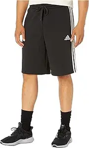 [adidas] Men's Essentials Fleece 3-Stripes Shorts, Black/White/Team Royal Blue, Small