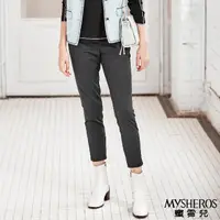 在飛比找momo購物網優惠-【MYSHEROS 蜜雪兒】西裝褲 微彈性 雙釦 九分(黑)