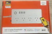 Brilliant 4 Port Smart Wifi Powerboard With 4 Port USB Hub. Works Alexa, Google