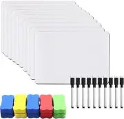 10PCS A4 Whiteboard, Mini Whiteboard Double-Sided Small Whiteboard with 10 Dry E