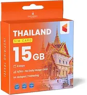 SimCorner Thailand Travel SIM Card (15GB, 8 Days) - AIS SIM for Tourists w/Free AIS WiFi & Prepaid Talktime - 3-in-1 4G Hotspot Card: Standard, Micro, Nano SIM for Unlocked Phones