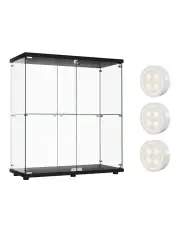 [Stacked] Tempered Glass Display Cabinet With 3 RGB Lights in Clear