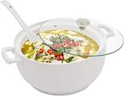 Ceramic Soup Tureen with Lid, 3L Large Capacity Soup Bowl with Lid and Handles for Serving Salad Pasta Noodles Stew, Microwave and Dishwasher Safe