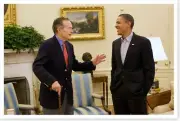 President George H. W. Bush And Barack Obama Oval Office Silver Halide Photo