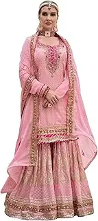 [Shri Balaji Silk & Cotton Saree Emporium] Diwali Festival Party Indian Women Georgette Stitched Panjabi Sharara Suit 2810