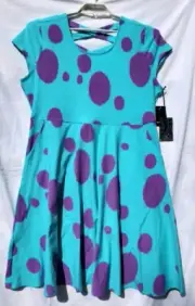 Torrid Disney Sz 2 Pixar Monsters Inc Sully Short Sleeve Lattice Back Dress