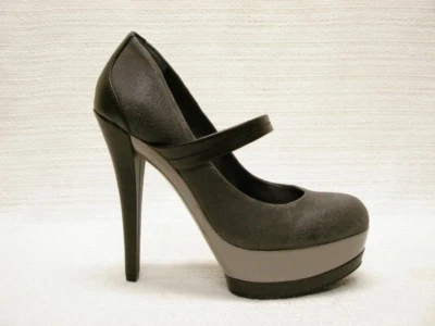 NIB JESSICA SIMPSON CHEETAH GRAY LEATHER + PATENT MARYJANE PLATFORM PUMPS 8.5M
