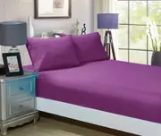 1000TC Ultra Soft Fitted Sheet & 2 Pillowcases Set - King Size Bed - Purple