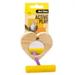 Avi One Bird Toy Wooden Heart Mirror With Sandy Perch