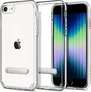 SPIGEN Ultra Hybrid S Case for iPhone SE 2022 / iPhone SE 2020 / iPhone 8 / iPhone 7 Case with Kickstand, Air Cushion Hard Clear Cover - Crystal Clear